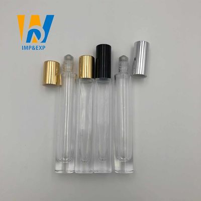 1ml 15ml 10ml Botol Bola Roller Kaca Bening Dengan Cap Emas Mini Parfum Rollerball Isi Ulang